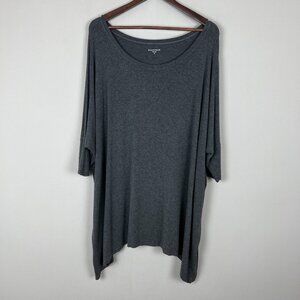 Eileen Fisher Tunic Top Womens XL Gray‎ Oversized 3/4 Sleeve Jersey Knit Stretch